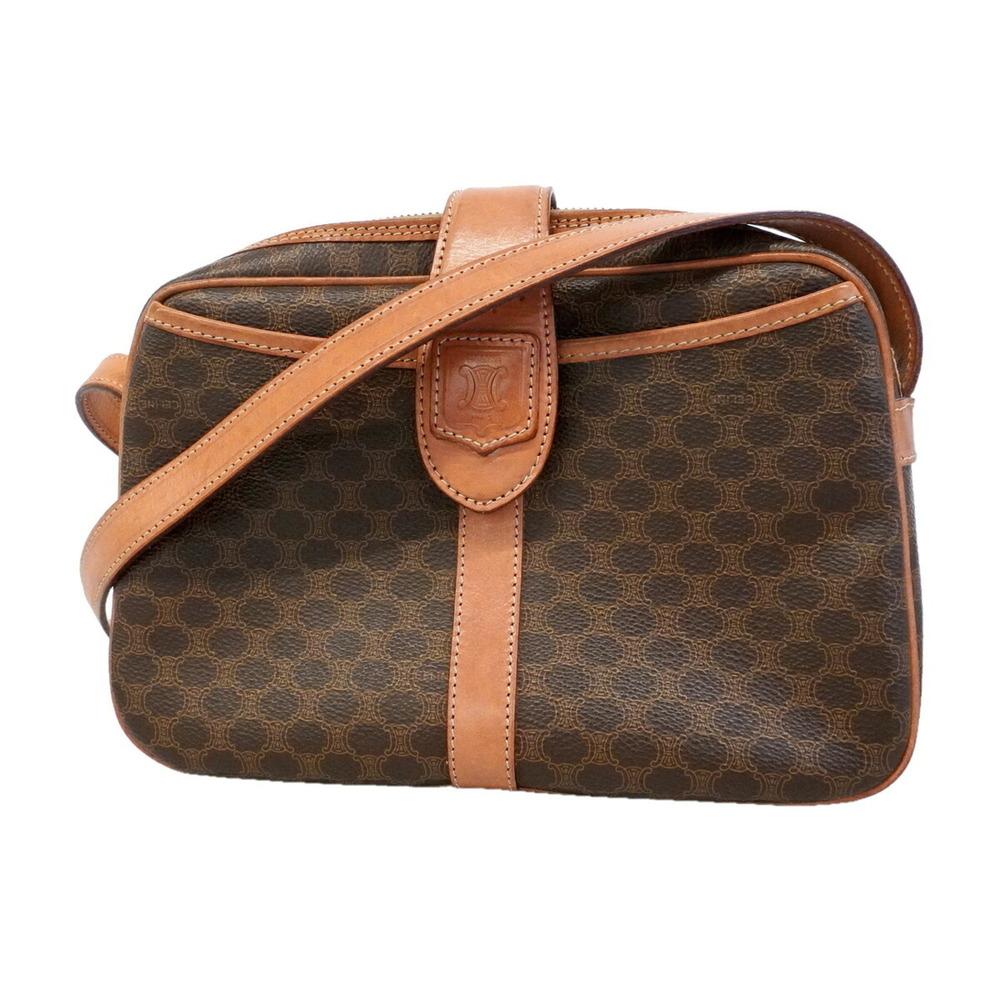 Celine Macadam Shoulder Bag, Brown, Women's